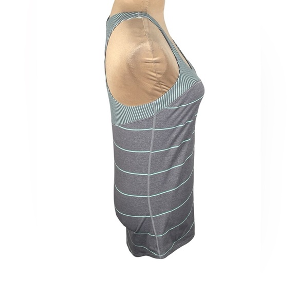 LULULEMON Green & Gray Striped Racerback Tank Top Size 6 - Picture 3 of 8